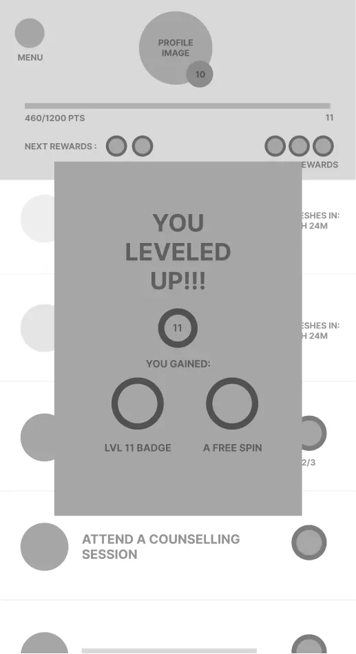 Wireframe — rewards list
