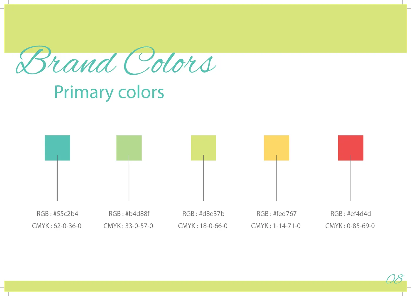 Secret Senses primary brand colors — five swatches with RGB and CMYK values.