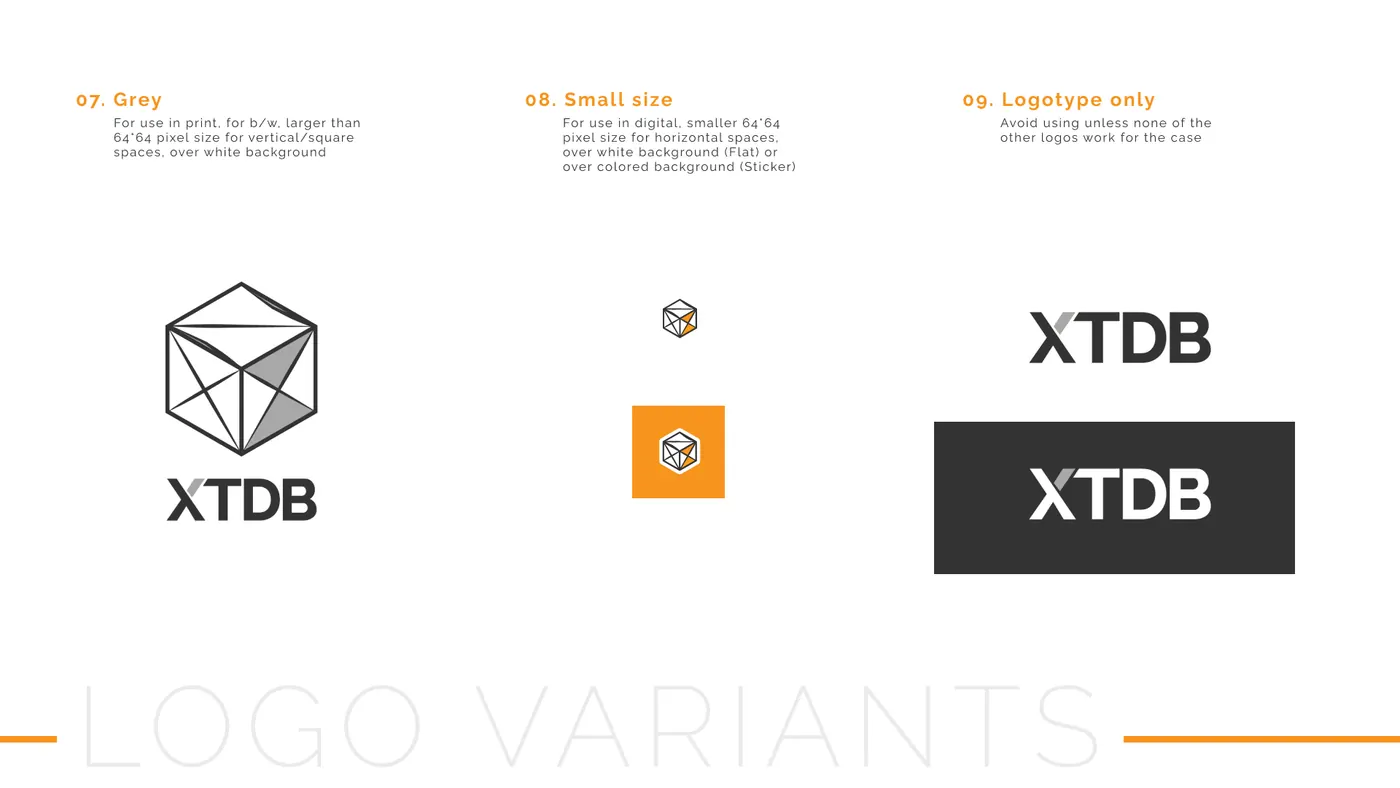 XTDB greyscale, small, logotype-only variants